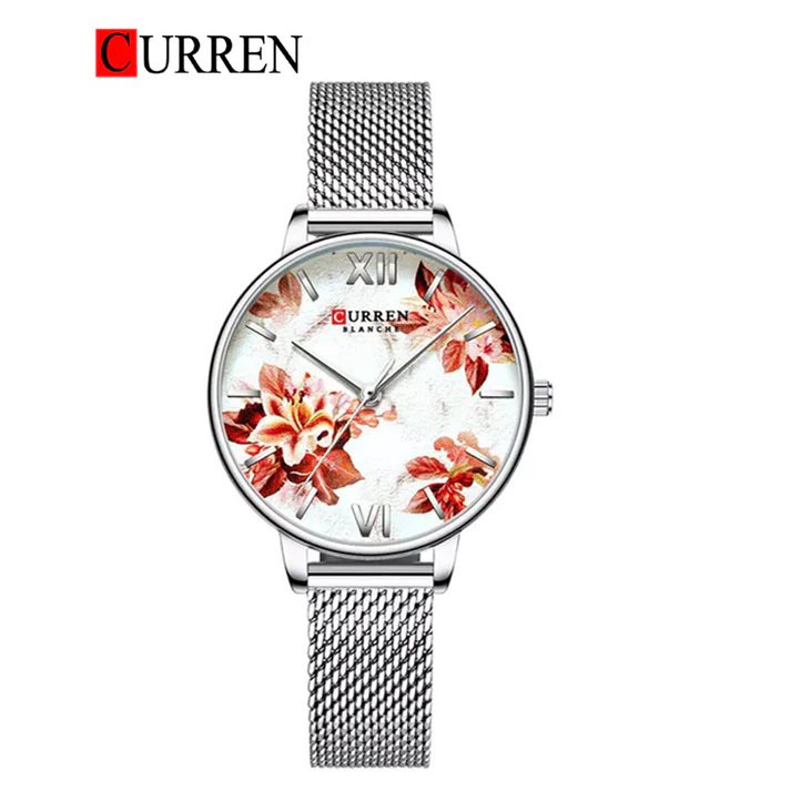 CURREN Original Brand Mesh Band Wrist Watch For Women With Brand (Box & Bag)-9060